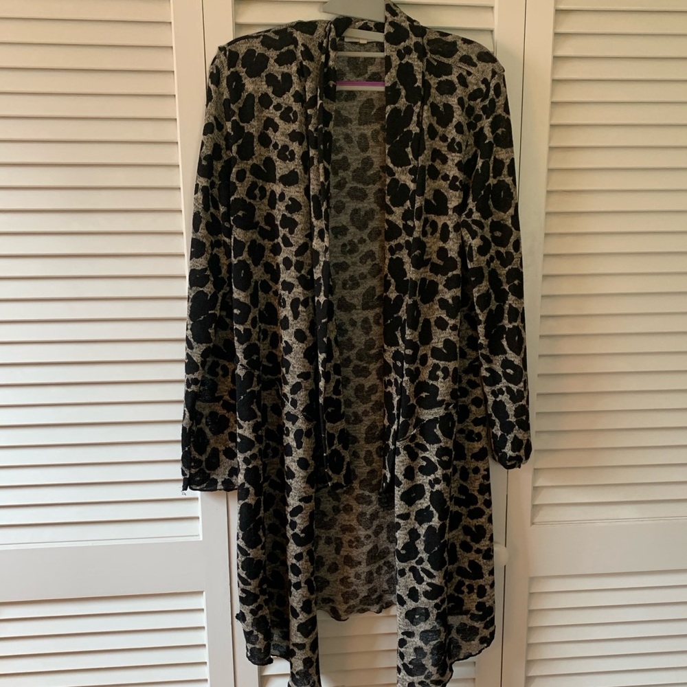 Maurices Like New Leopard Print Duster Cardigan